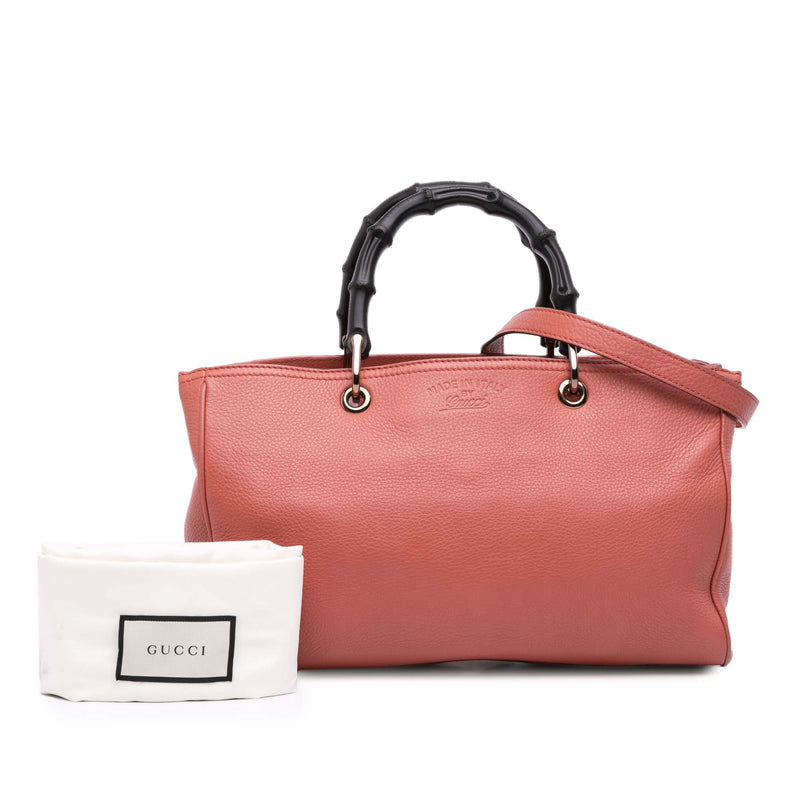 Medium Calfskin Bamboo Shopper Satchel - Image 13