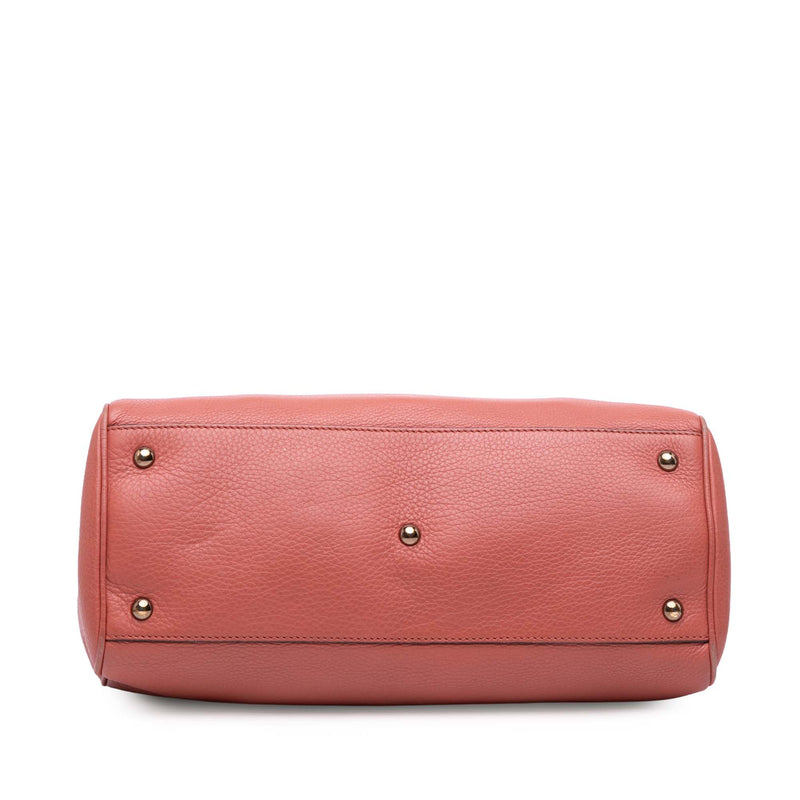 Medium Calfskin Bamboo Shopper Satchel - Image 3