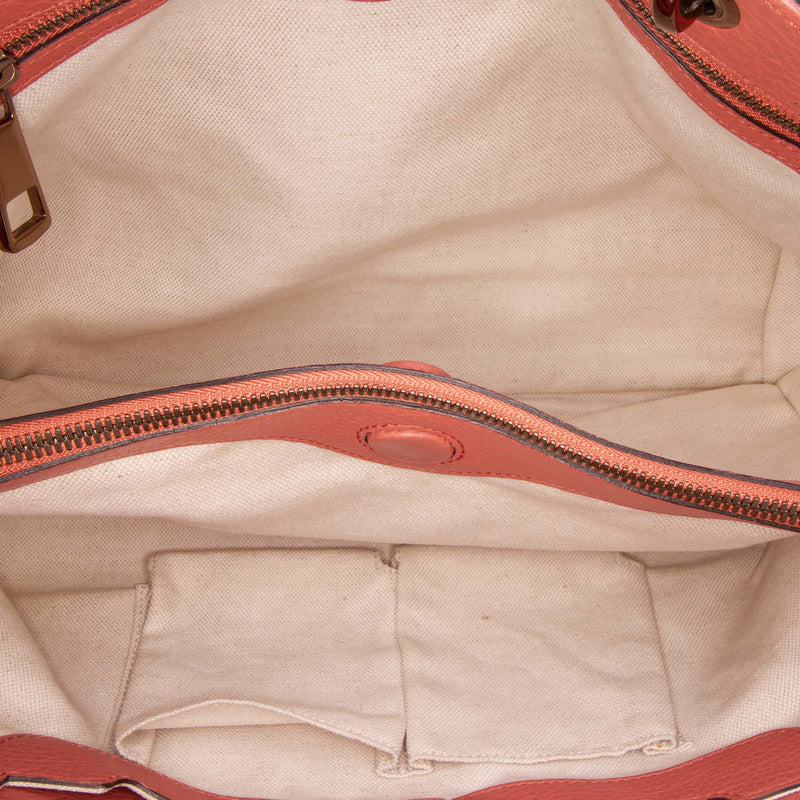 Medium Calfskin Bamboo Shopper Satchel - Image 4