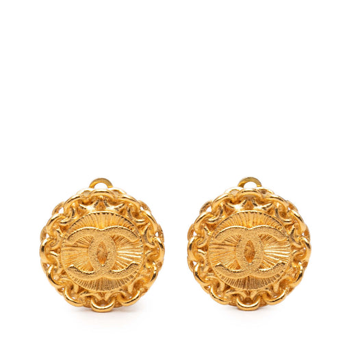CC Gold Plated Round Clip On Earrings - Image 1