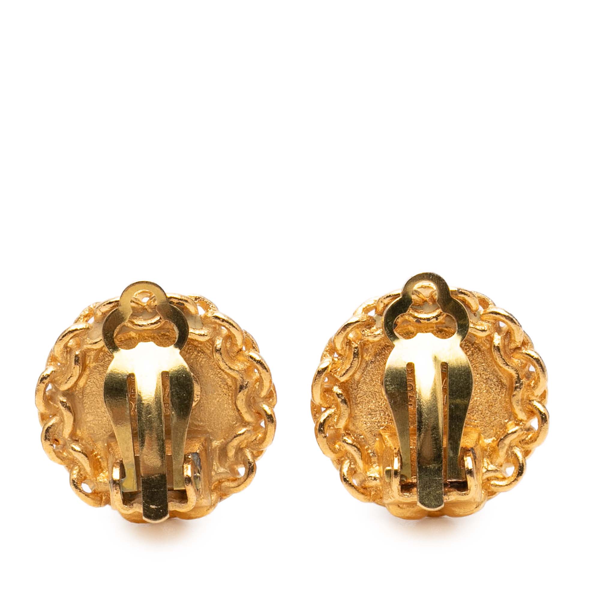 CC Gold Plated Round Clip On Earrings - Image 2