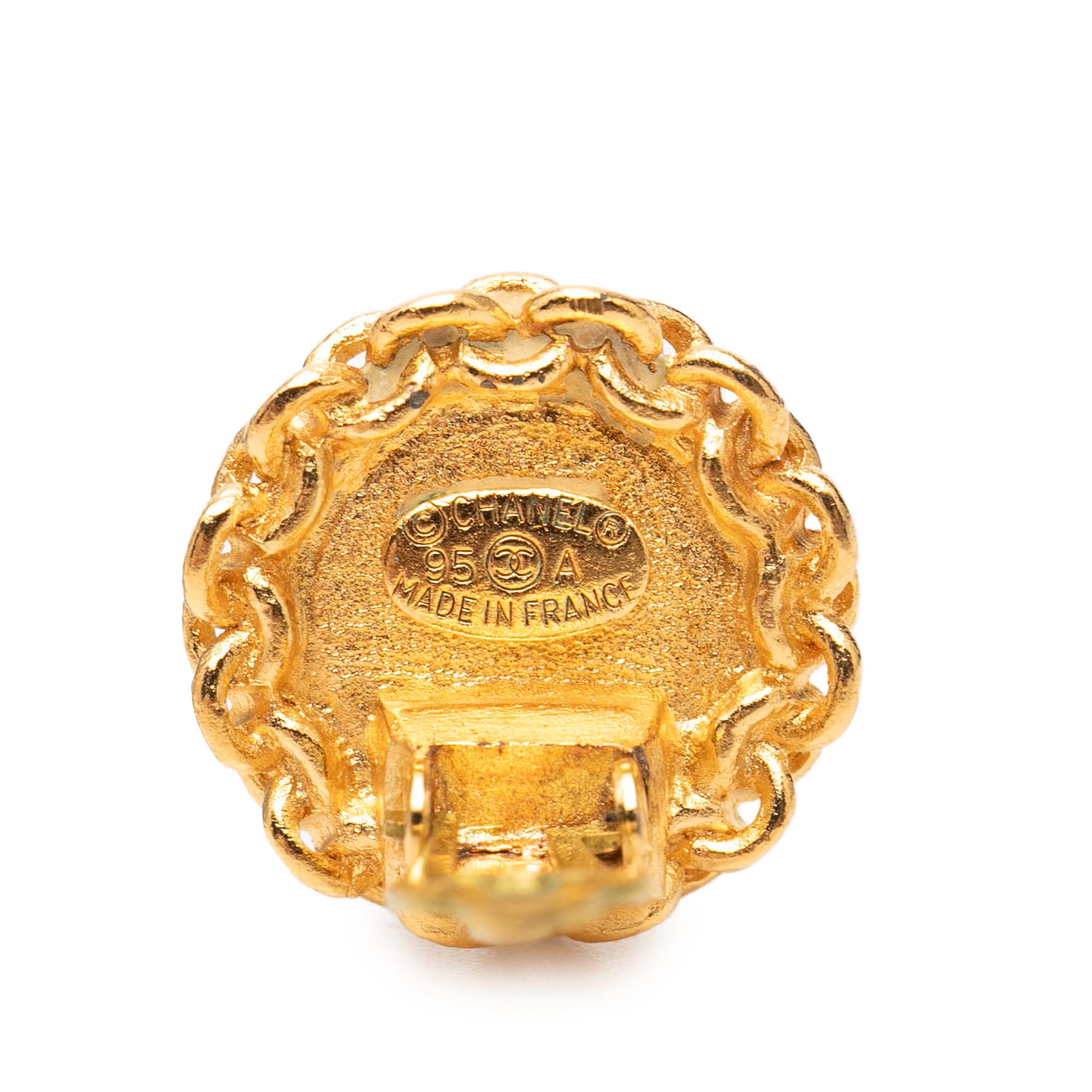 CC Gold Plated Round Clip On Earrings - Image 3