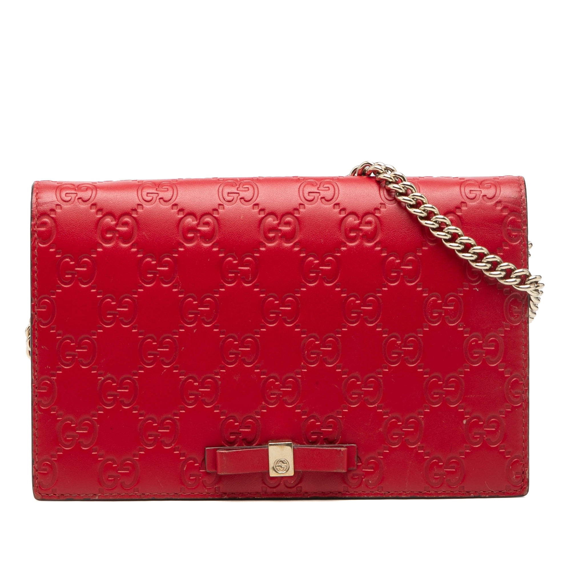 Mini Guccissima Bow Signature Wallet On Chain - Image 1