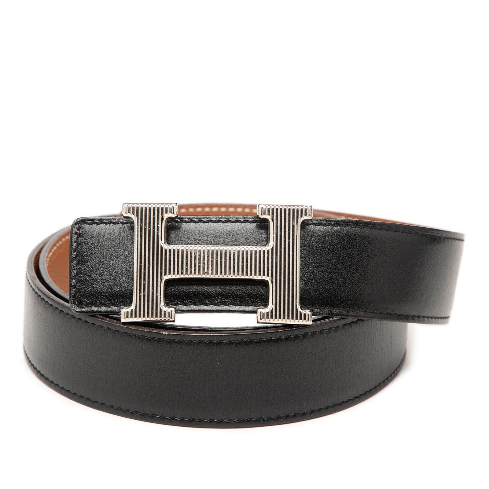 Togo and Box Calf H Strie Reversible Belt - Image 1