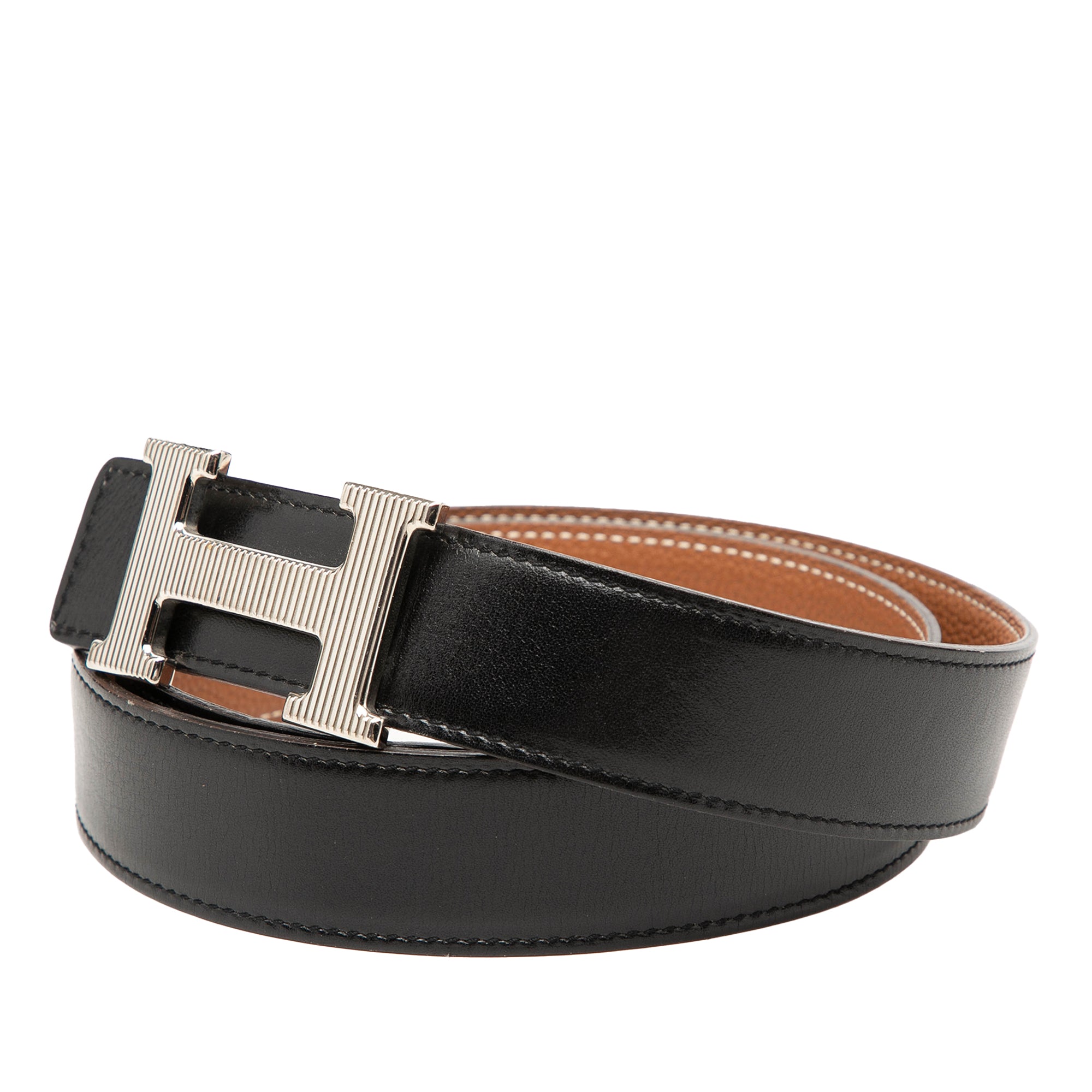 Togo and Box Calf H Strie Reversible Belt - Image 2