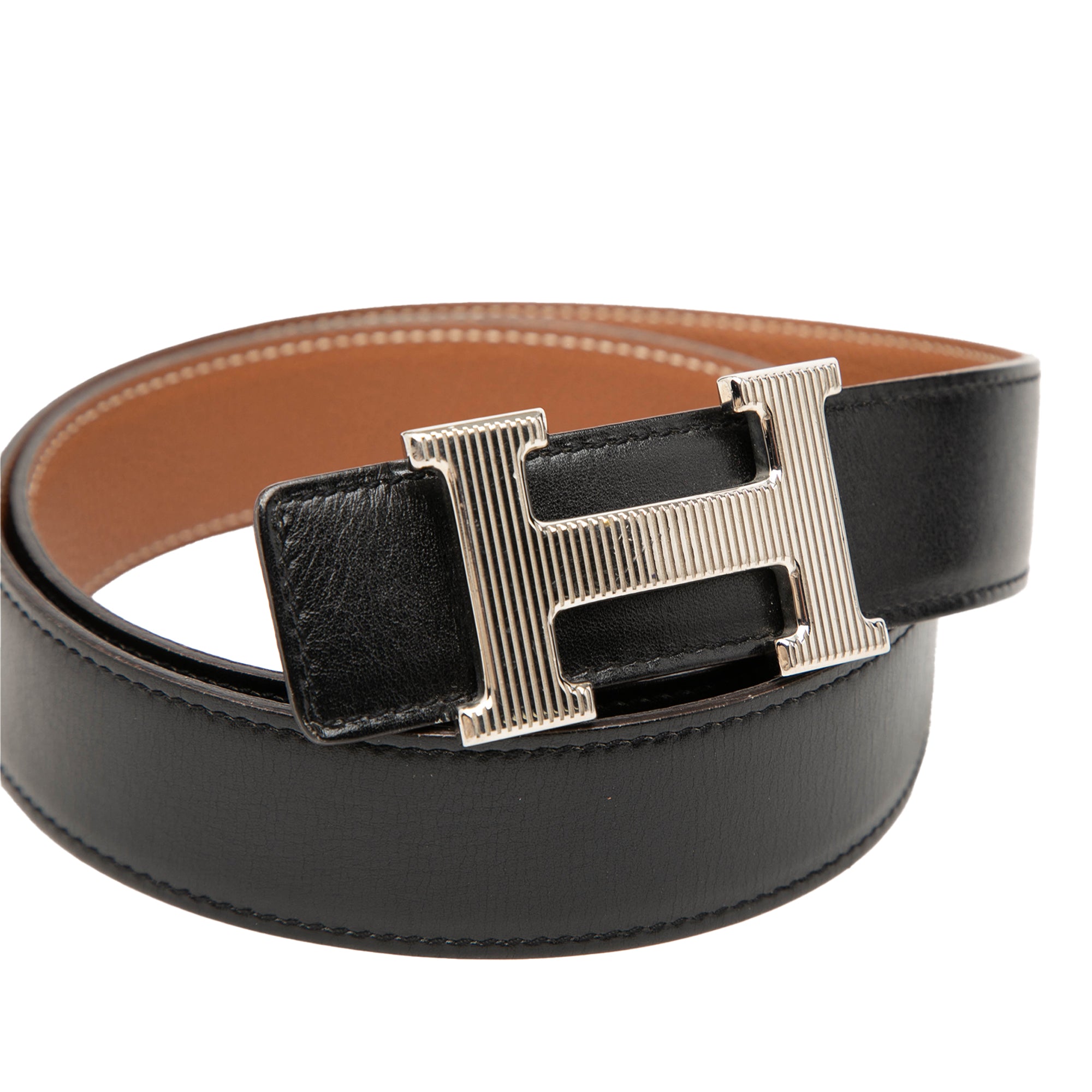 Togo and Box Calf H Strie Reversible Belt - Image 4