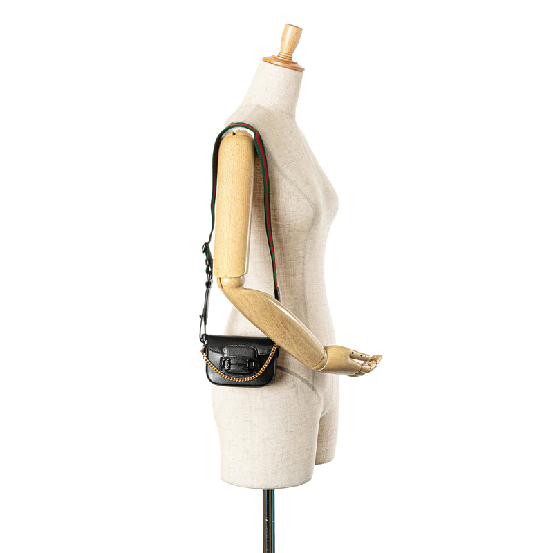 Mini Leather Horsebit 1955 Web Satchel - Image 10