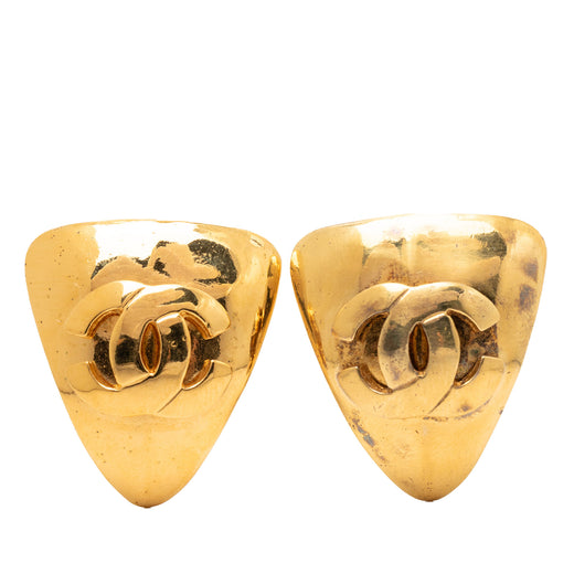 CC Gold Plated Triangular Clip On Earrings - Image 1