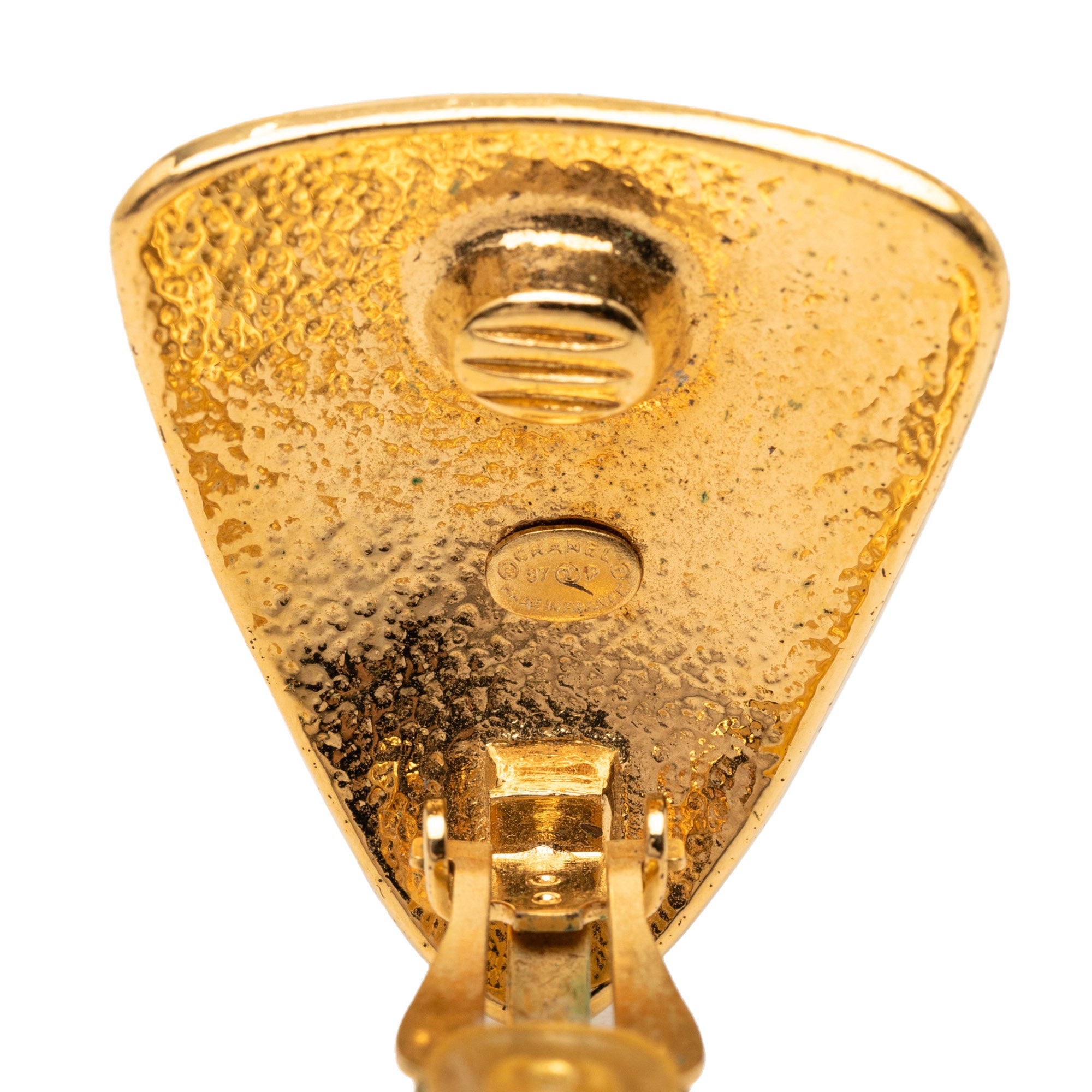 CC Gold Plated Triangular Clip On Earrings - Image 3