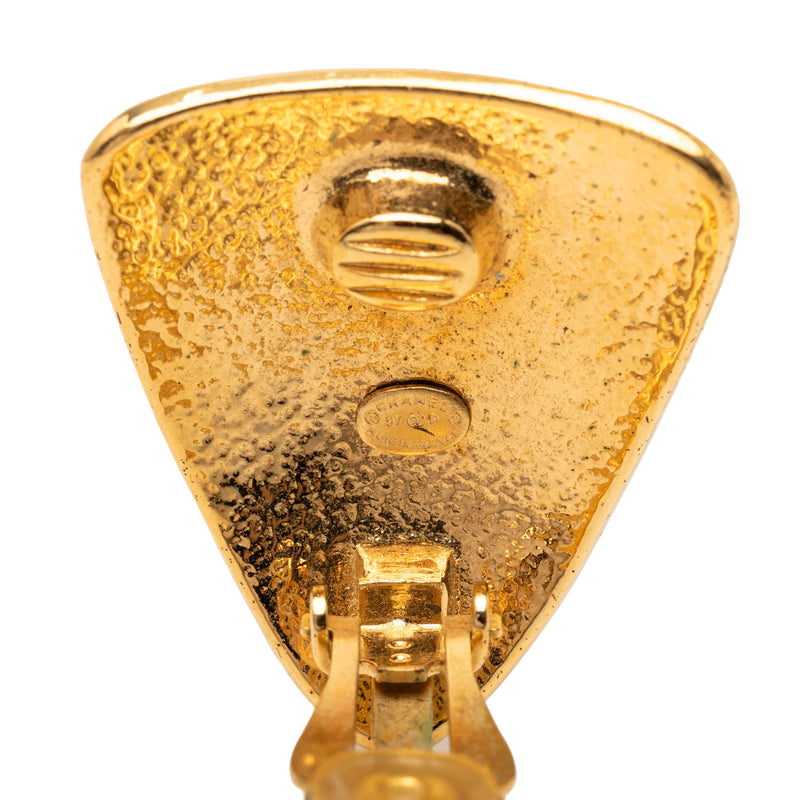CC Gold Plated Triangular Clip On Earrings - Image 3