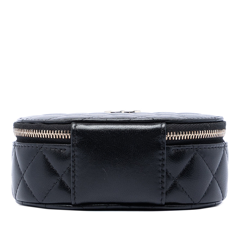 CC Quilted Lambskin Oval Top Handle Clutch - Image 3