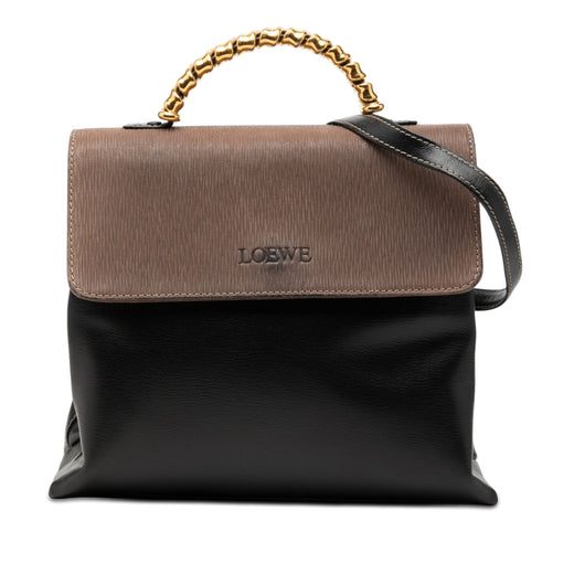 Bicolor Leather Velazquez Twist Top Handle Bag - Image 1