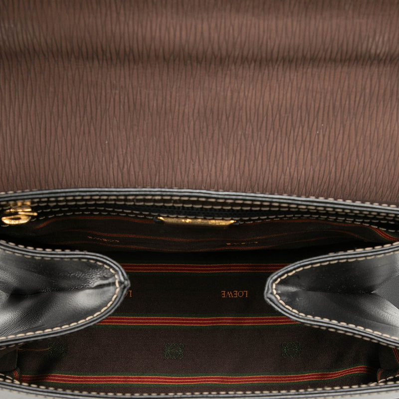 Bicolor Leather Velazquez Twist Top Handle Bag - Image 4
