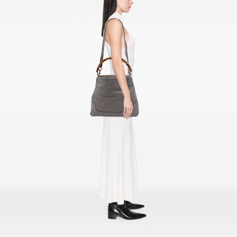 Calfskin Bamboo Diana Satchel - Image 7