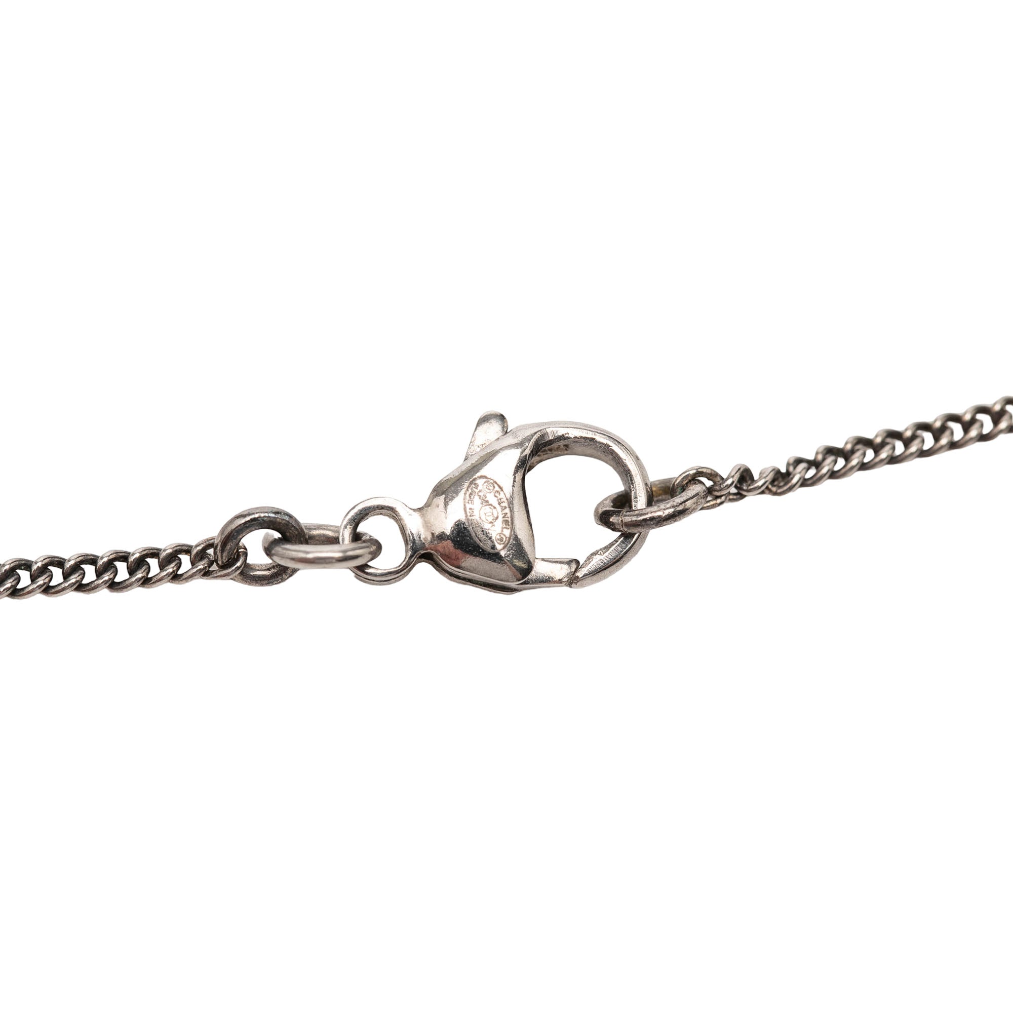 Brass Faux Pearl and Strass Twisted CC Pendant Necklace - Image 3