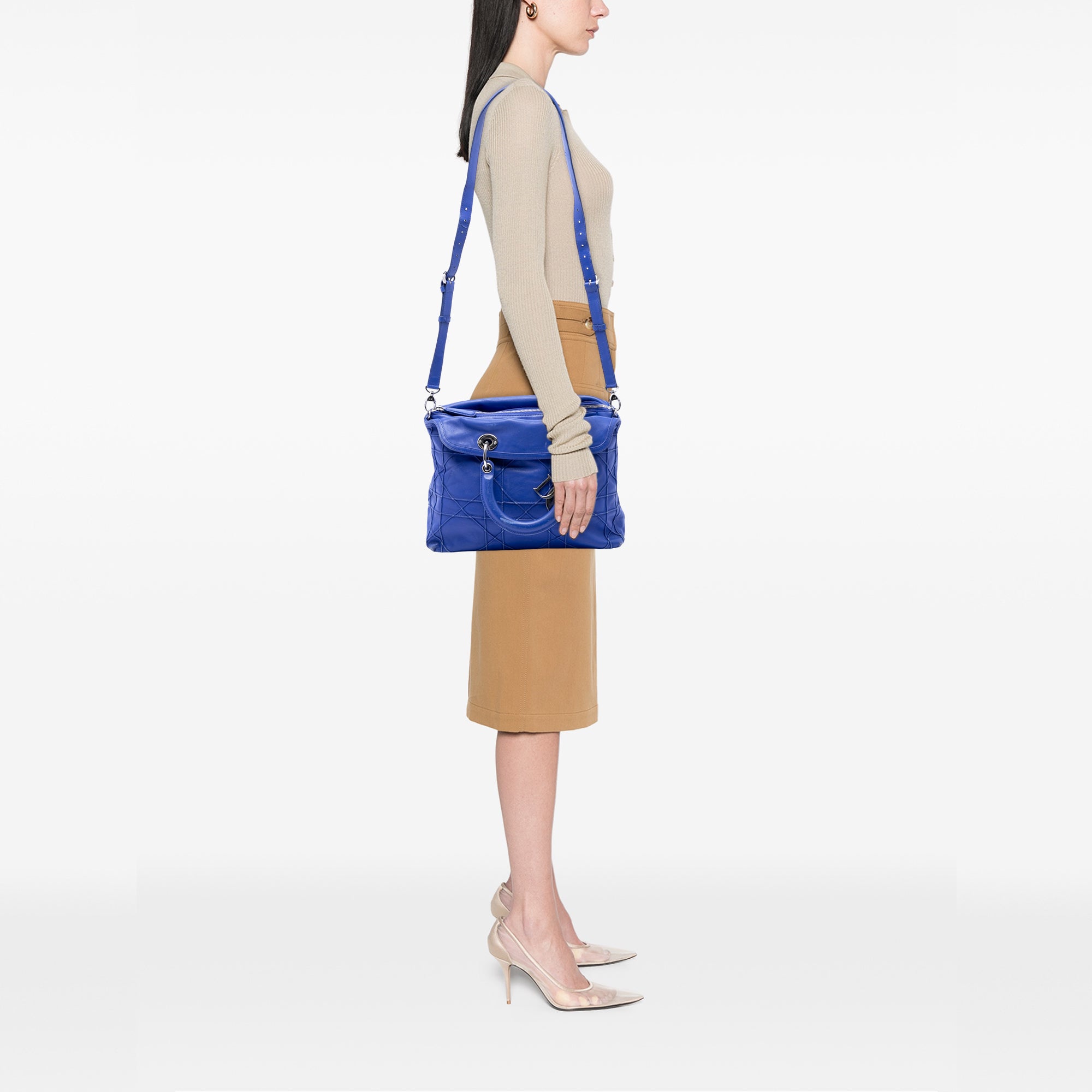 Medium Lambskin Cannage Polochon Granville Satchel - Image 11