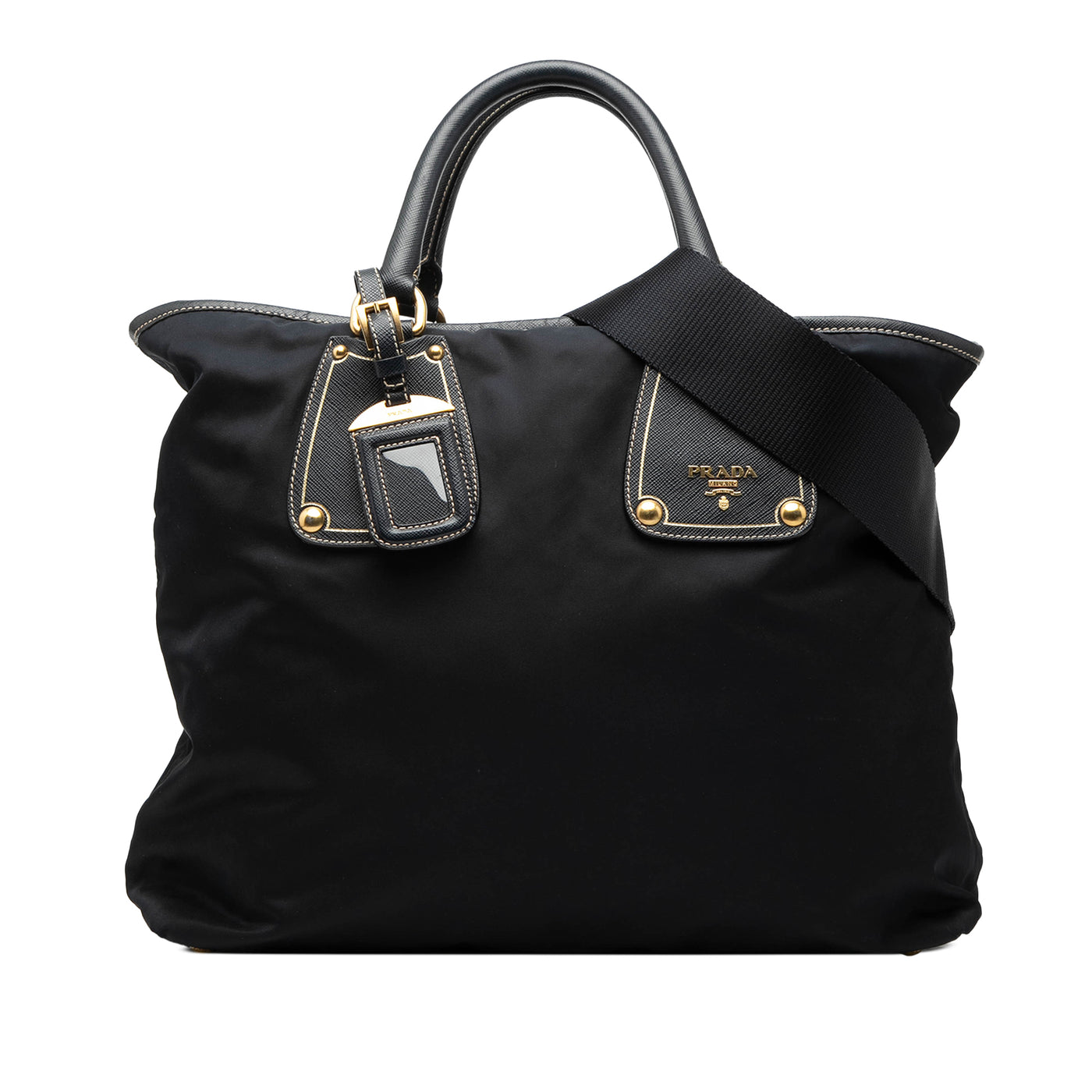 Saffiano Trimmed Tessuto Satchel - Image 1
