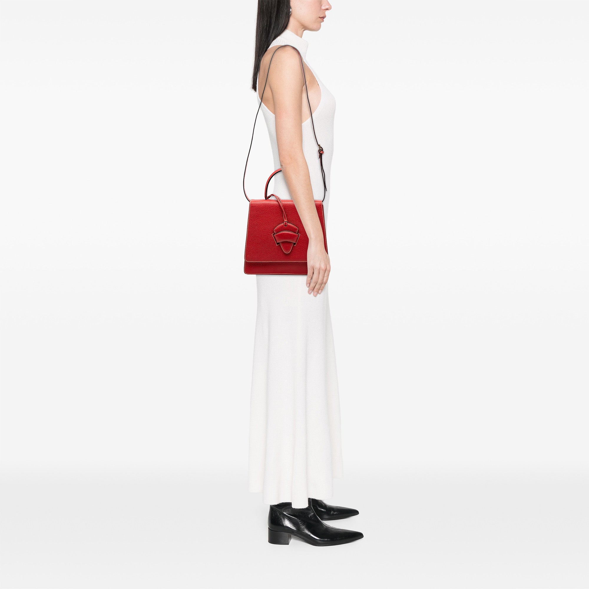 Textured Leather Barcelona Top Handle Bag - Image 6