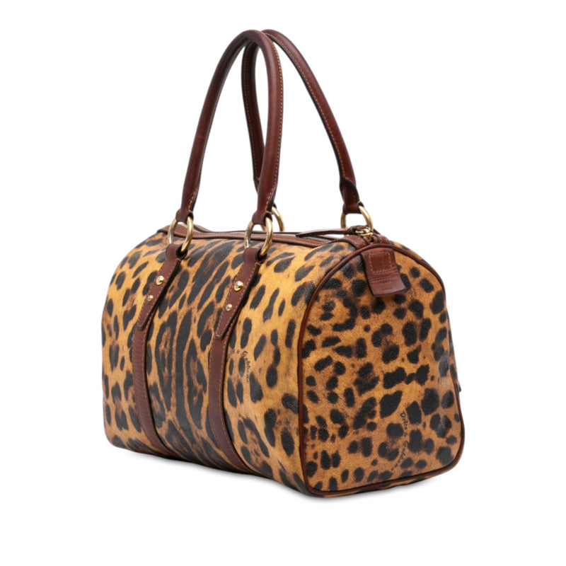 Leopard Printed Coated Canvas Boston Bag - Image 2