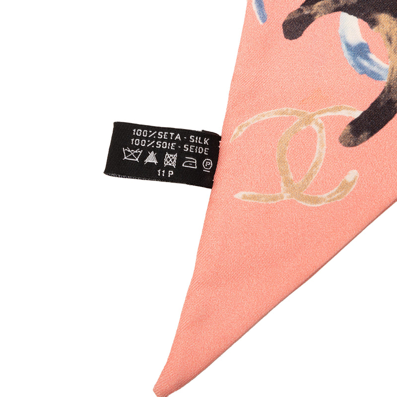 CC Watercolor Floral Print Silk Slim Bandeau Scarf - Image 3