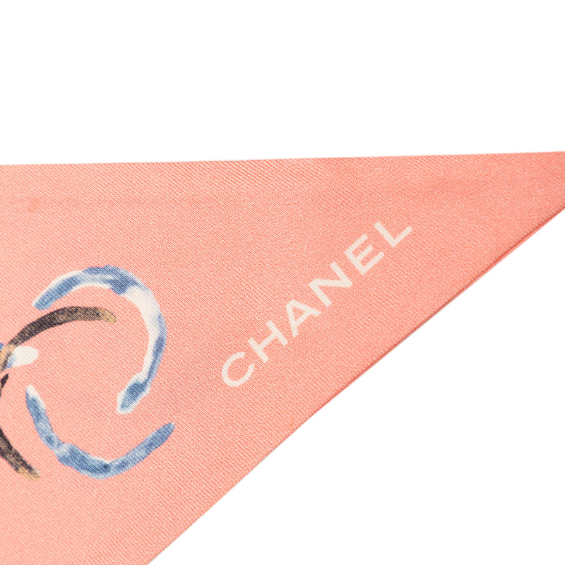 CC Watercolor Floral Print Silk Slim Bandeau Scarf - Image 5