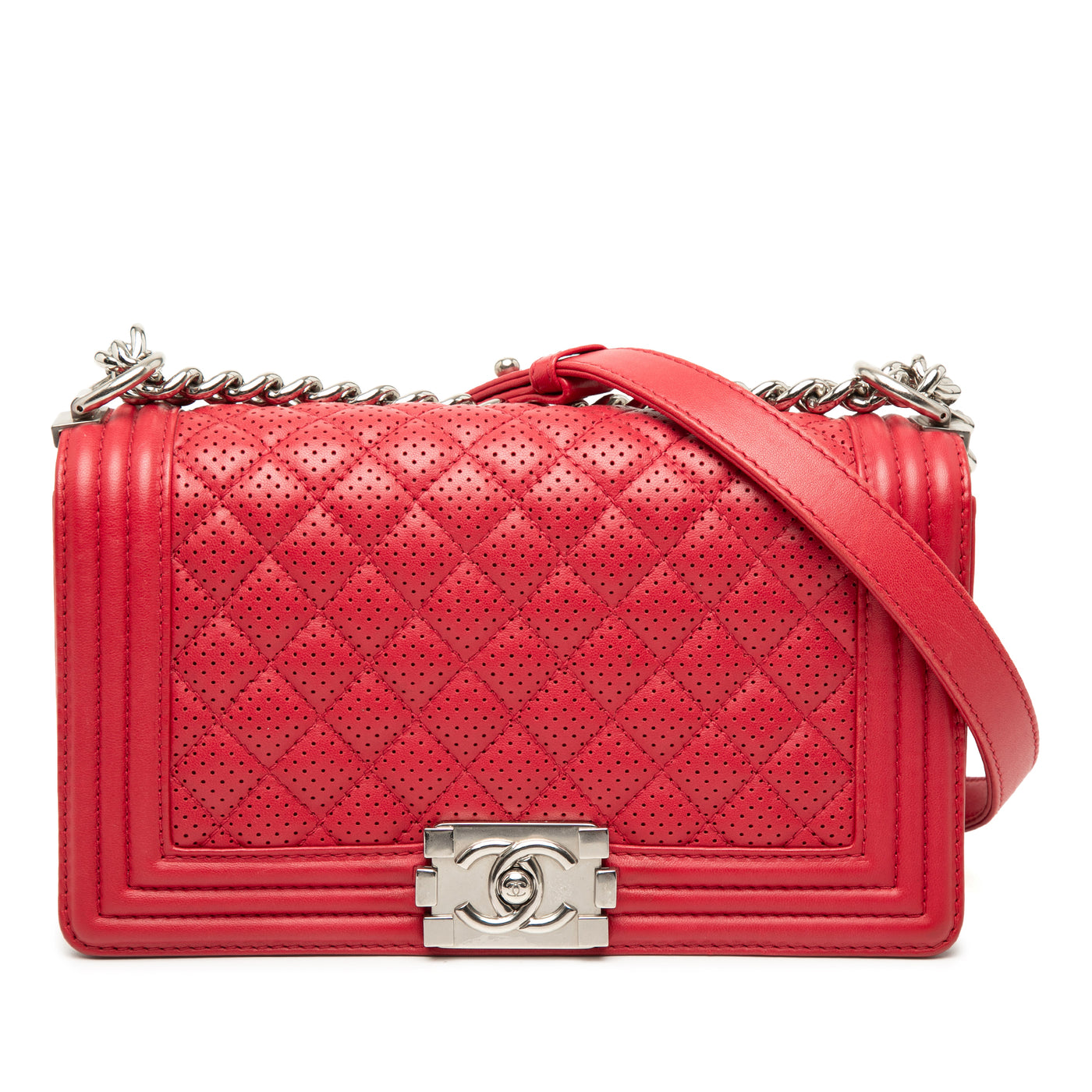 Old Medium Quilted Perforated Lambskin Boy Flap - Image 1
