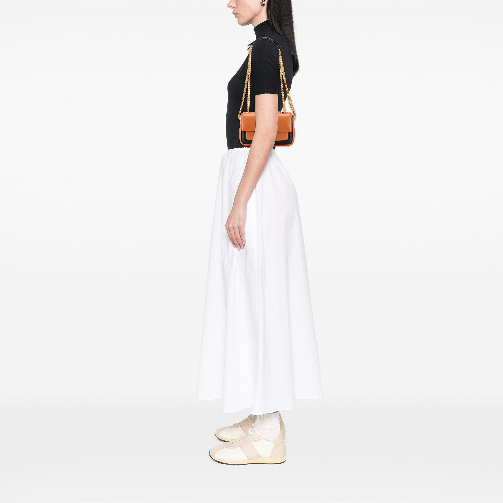 Mini Bicolor Nappa Apolo Chain Baguette Shoulder Bag - Image 11
