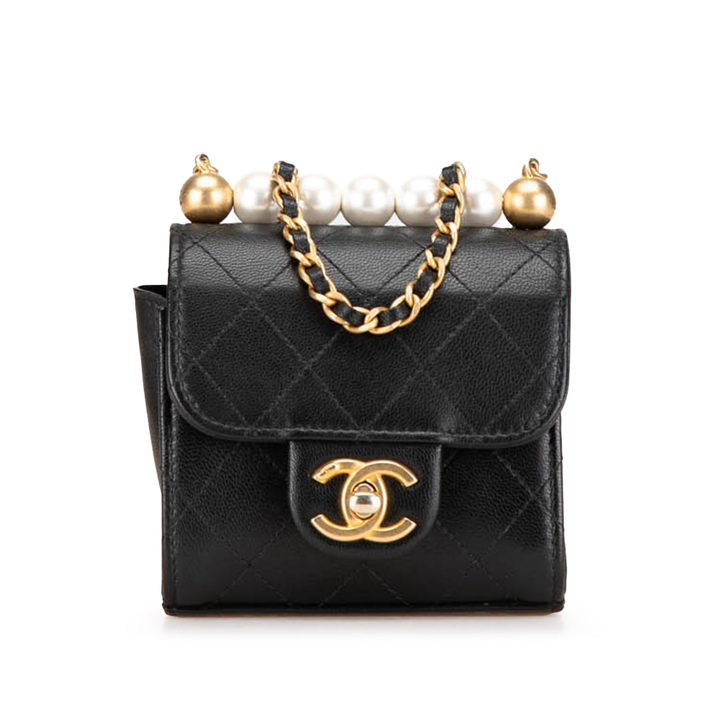 Mini Goatskin Chic Pearls Clutch On Chain - Image 1