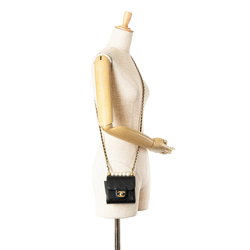 Mini Goatskin Chic Pearls Clutch On Chain - Image 7