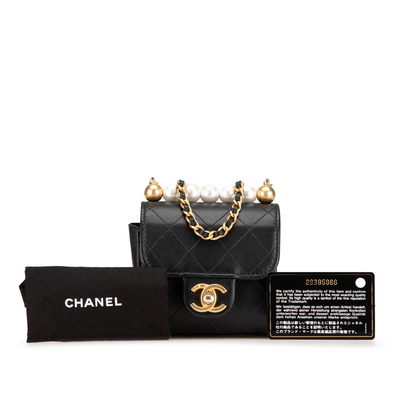 Mini Goatskin Chic Pearls Clutch On Chain - Image 8