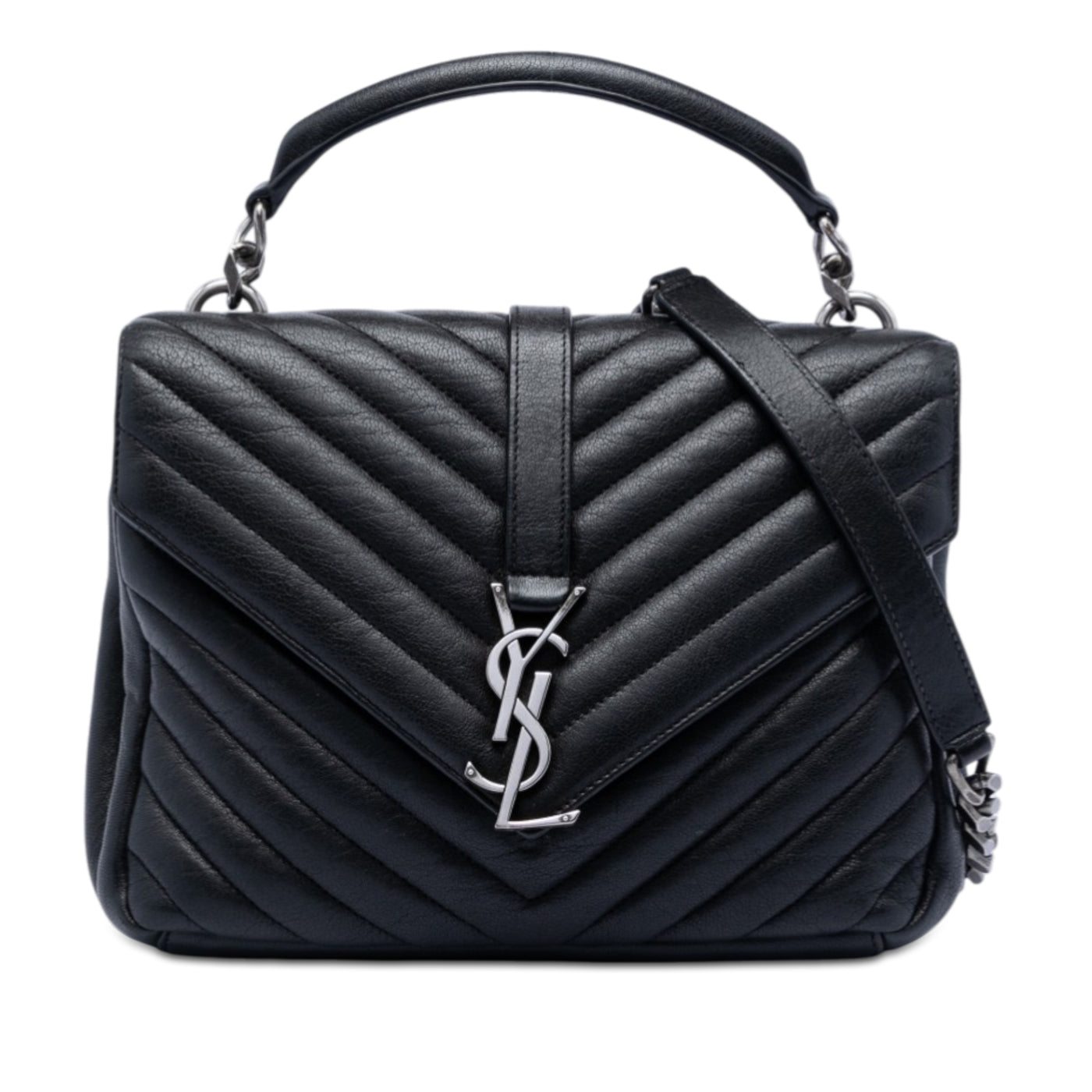 Medium Chevron Sheepskin Monogram College Satchel - Image 1