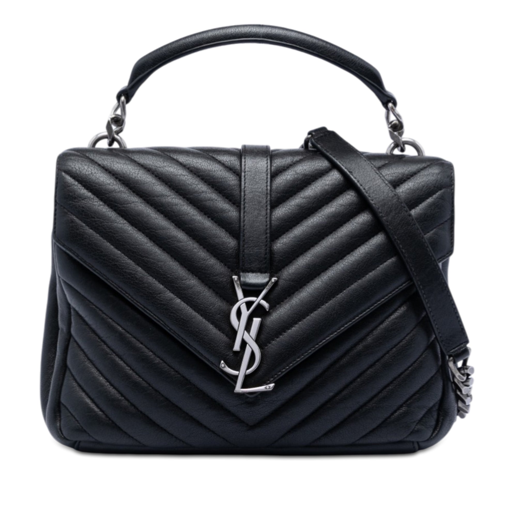 Medium Chevron Sheepskin Monogram College Satchel - Image 1