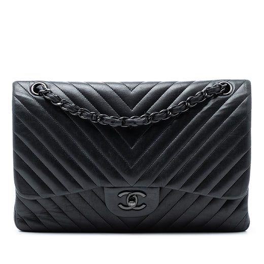 Jumbo Classic Chevron Lambskin So Black Double Flap - Image 1