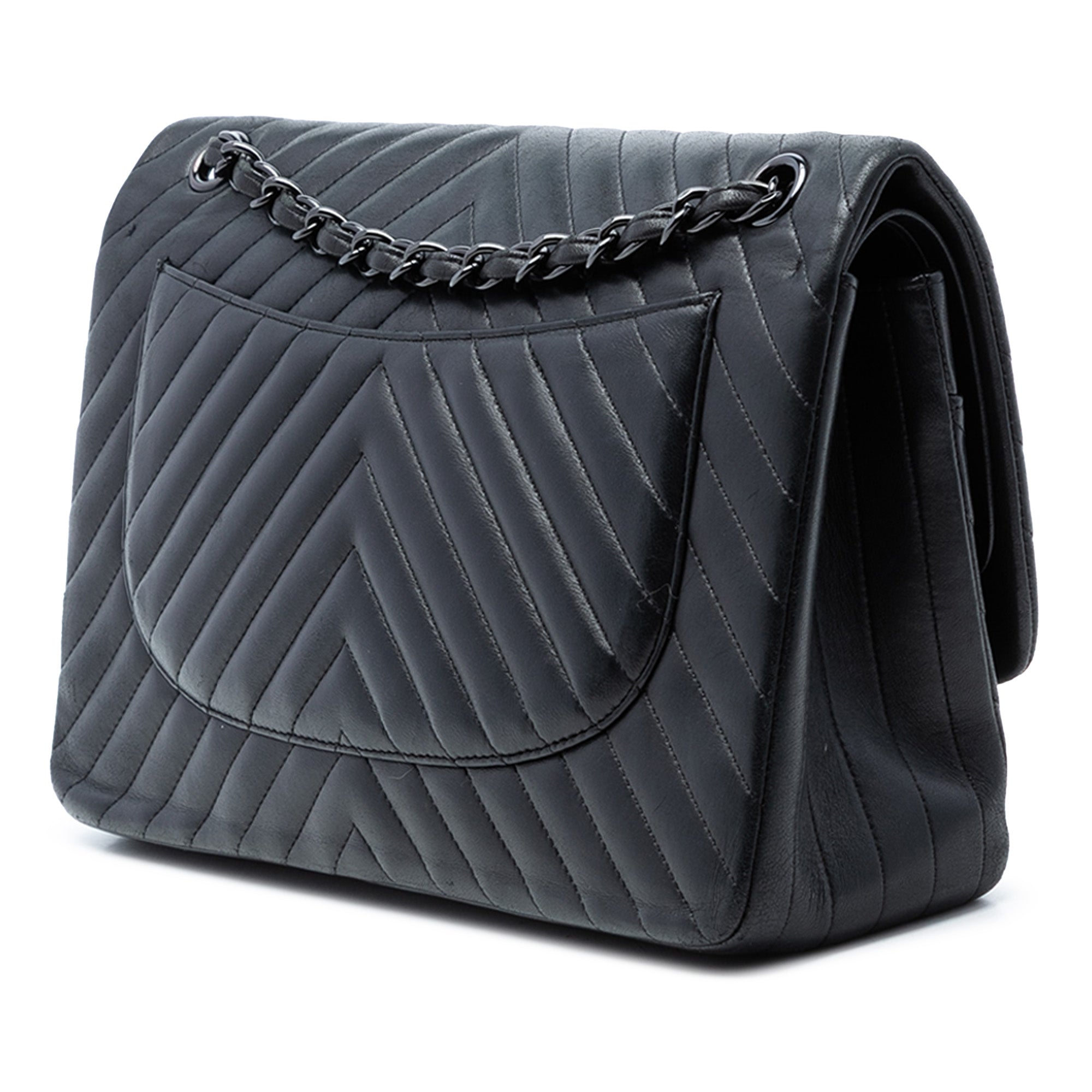 Jumbo Classic Chevron Lambskin So Black Double Flap - Image 2