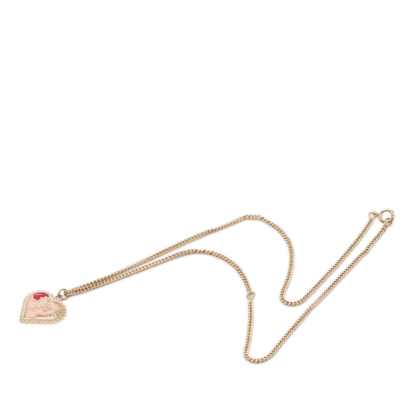 CC Gold Plated Enamel Heart Pendant Necklace - Image 1