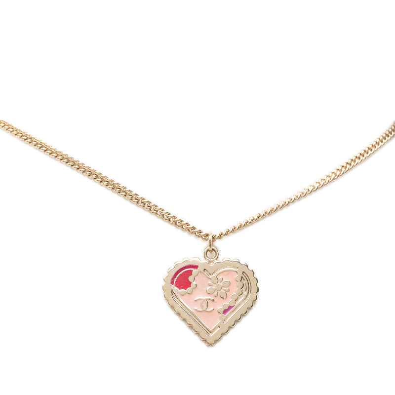 CC Gold Plated Enamel Heart Pendant Necklace - Image 2