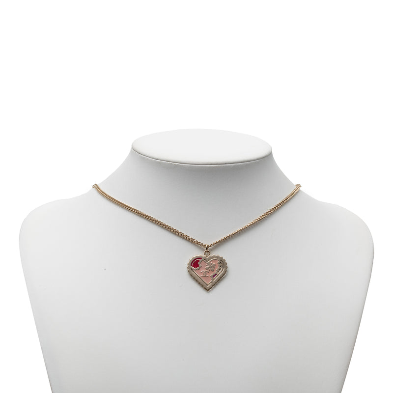 CC Gold Plated Enamel Heart Pendant Necklace - Image 6