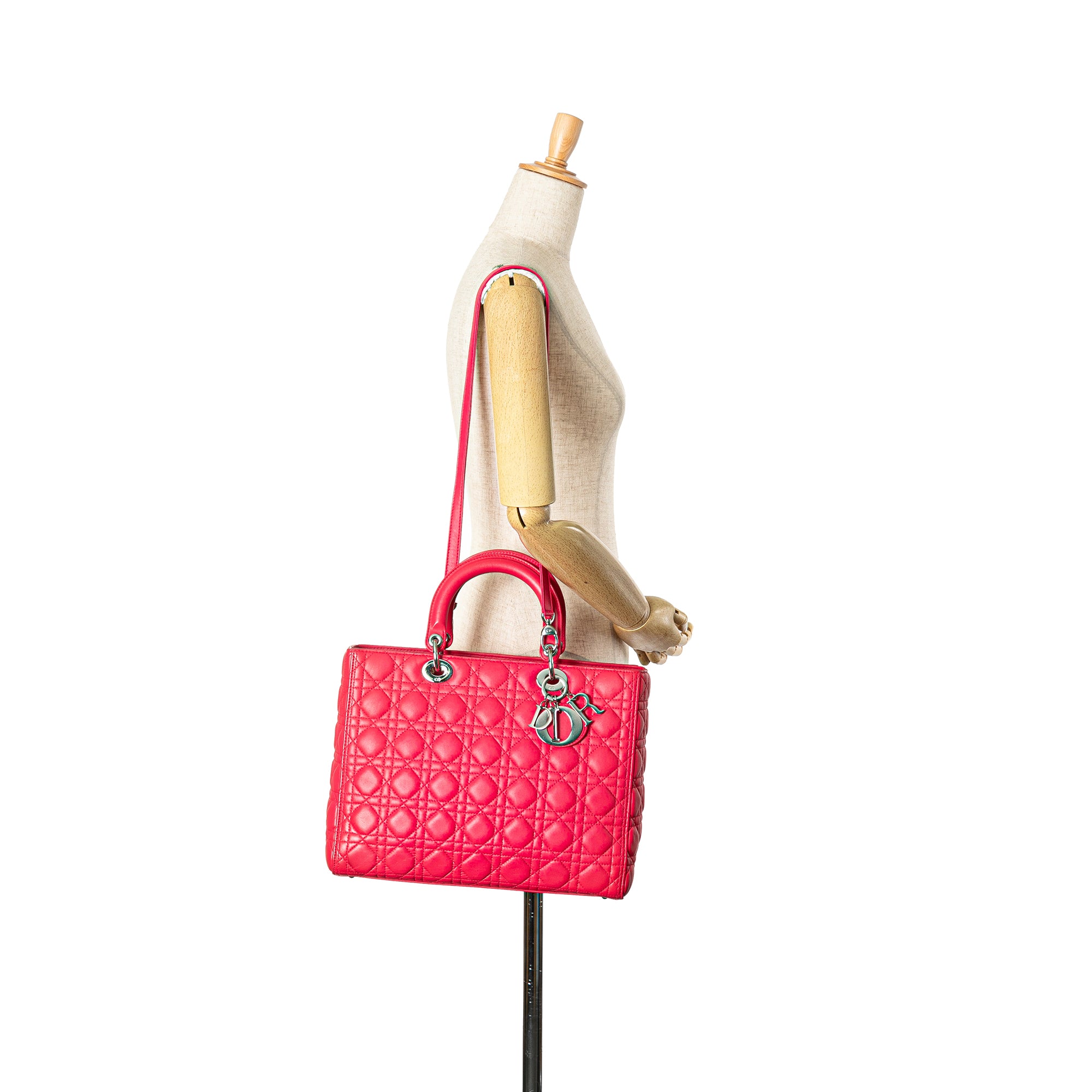 Large Lambskin Cannage Lady Dior - Image 12