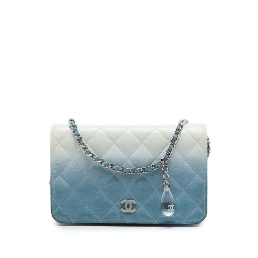 CC Quilted Ombre Patent and Aged Calfskin Crystal Wallet On Chain - Image 1