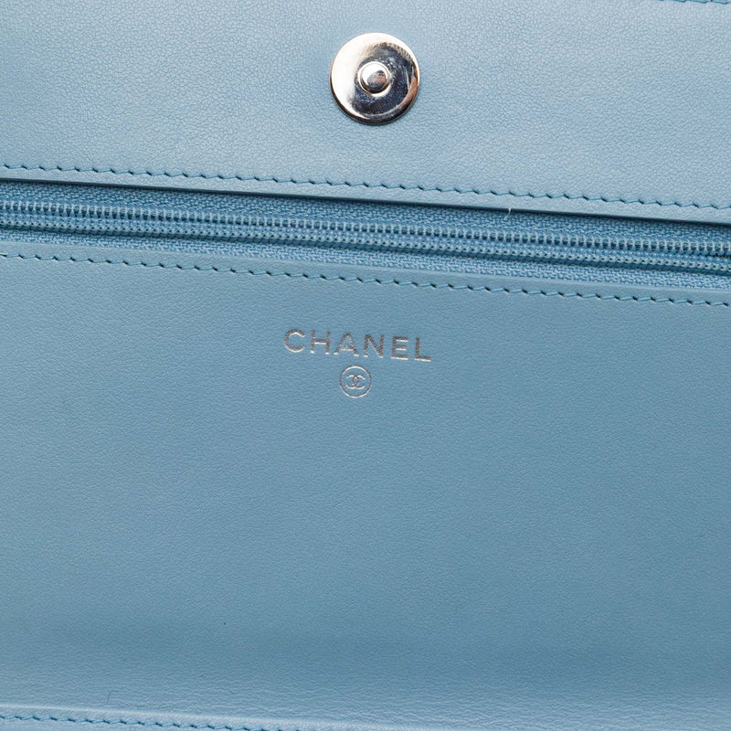 CC Quilted Ombre Patent and Aged Calfskin Crystal Wallet On Chain - Image 5