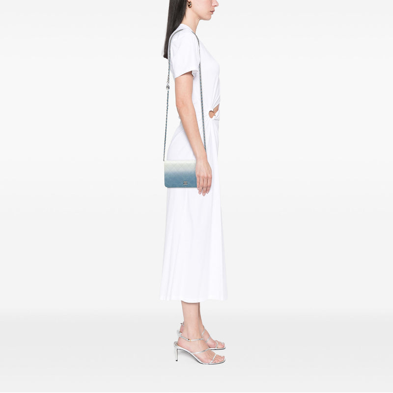 CC Quilted Ombre Patent and Aged Calfskin Crystal Wallet On Chain - Image 6