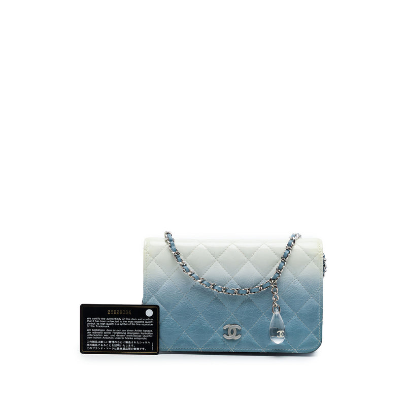 CC Quilted Ombre Patent and Aged Calfskin Crystal Wallet On Chain - Image 7