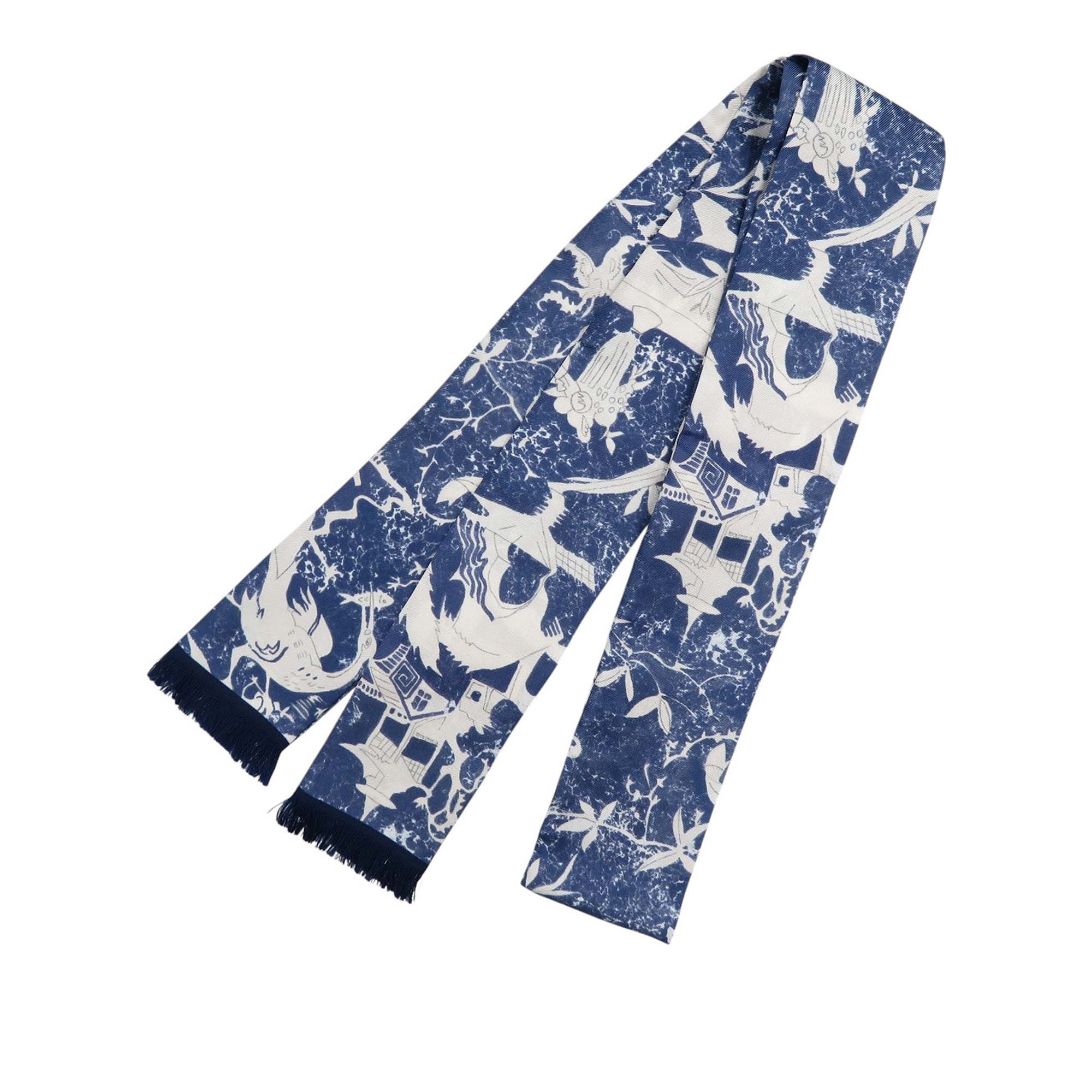 Printed Silk Muffler Scarf - Image 2