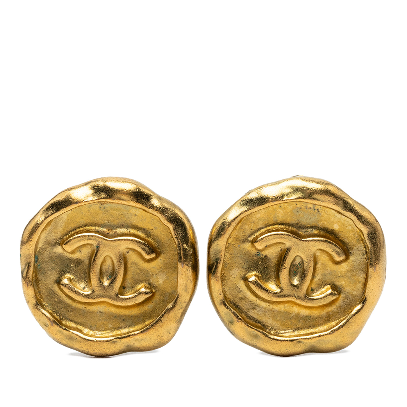 CC Gold Plated Round Clip On Earrings - Image 1