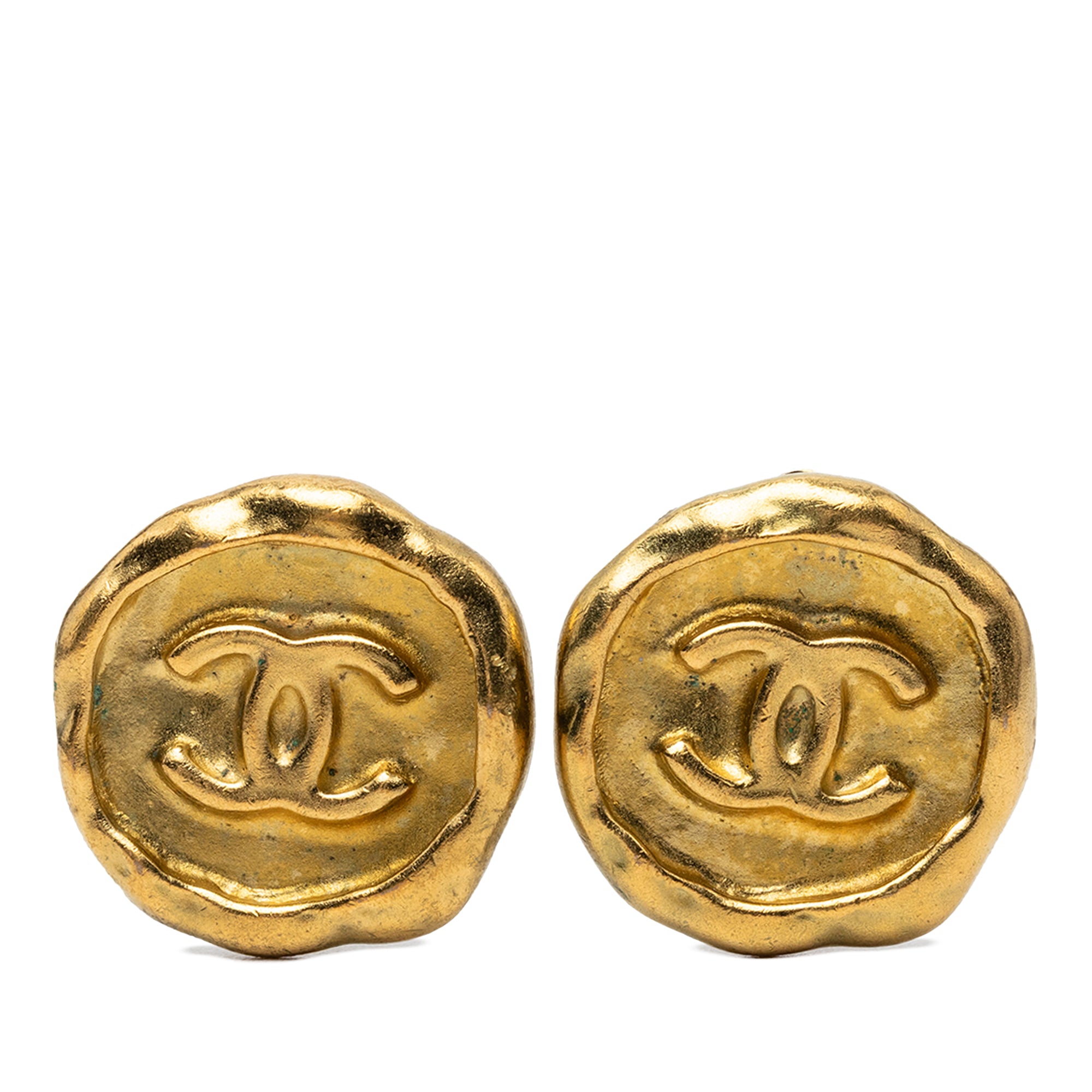 CC Gold Plated Round Clip On Earrings - Image 1