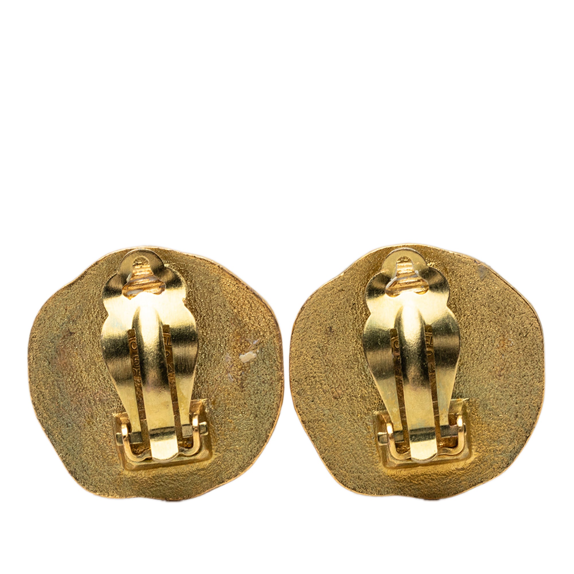CC Gold Plated Round Clip On Earrings - Image 2