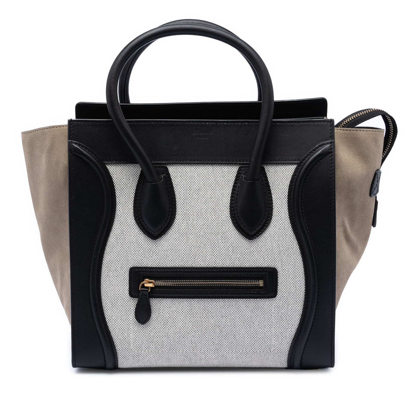 Mini Canvas and Suede Tricolor Luggage Tote - Image 1