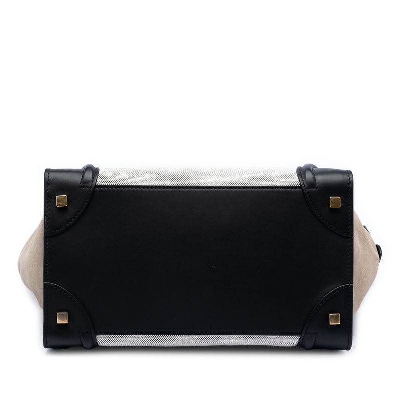 Mini Canvas and Suede Tricolor Luggage Tote - Image 3