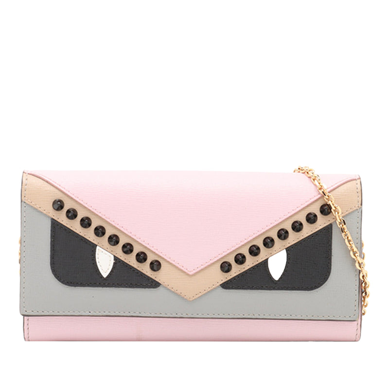 Studded Leather Monster Eyes Tube Wallet On Chain