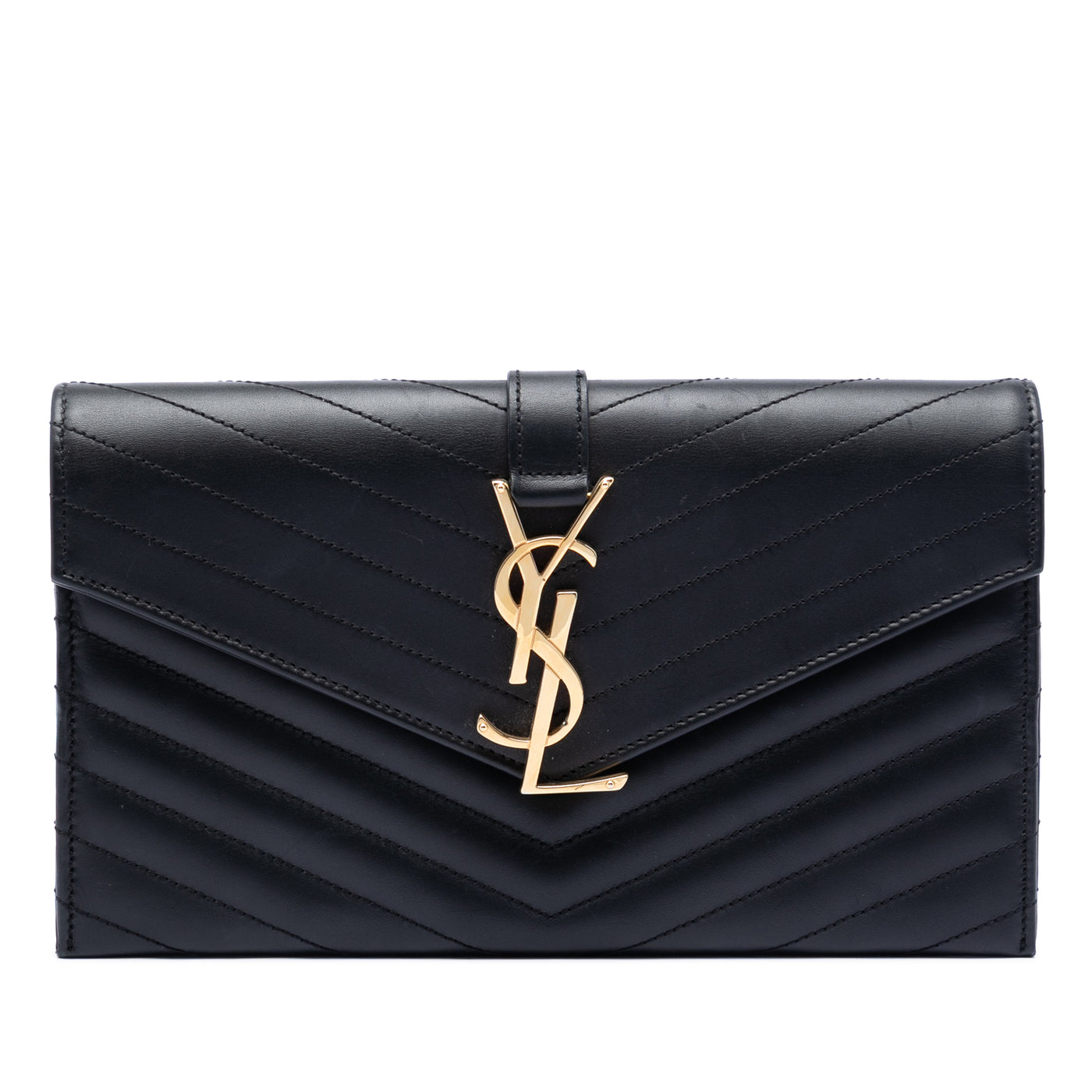 Lambskin Chevron Monogram Clutch - Image 1